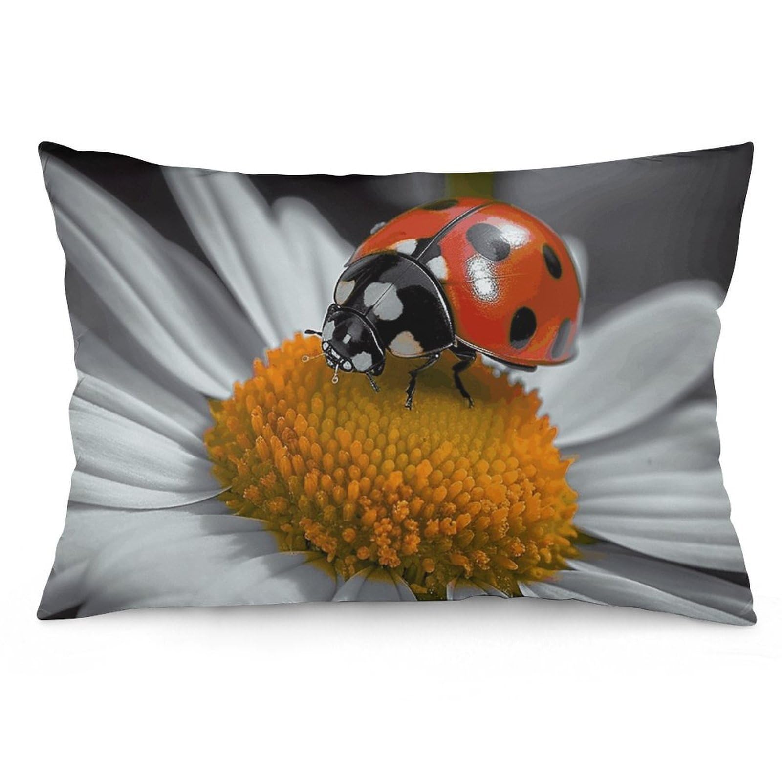 2 Pack Pillow Cases for Hair and Skin, Soft Breathable Pillow Case Covers with Hidden Zipper, Ladybug Daisy Pillowcase 12 "x20 Pillow Covers for Sleeping Gift