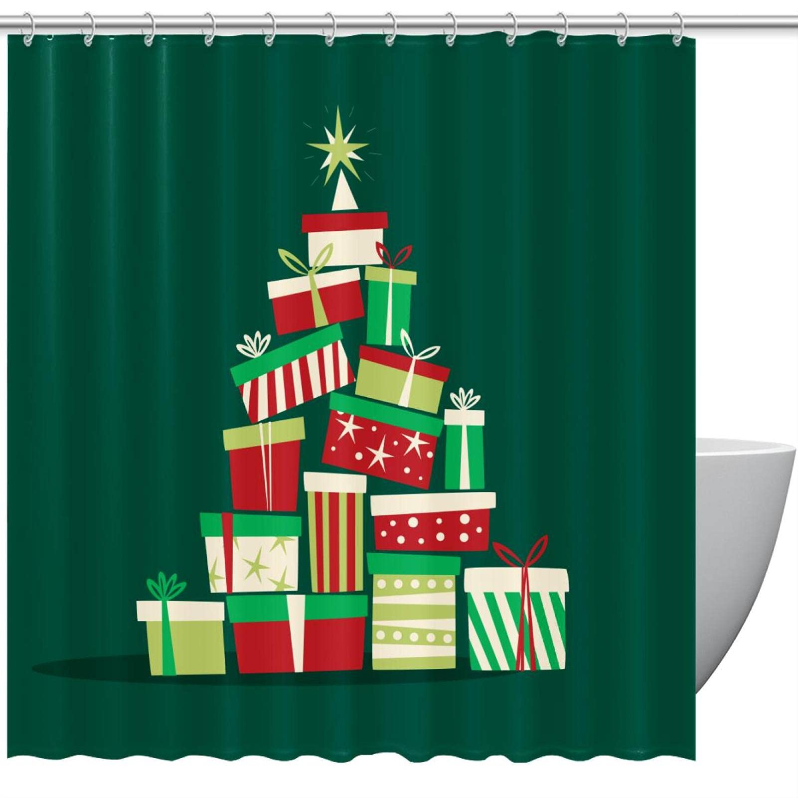 Rideau de douche sapin de Noël pour décoration de salle de bain