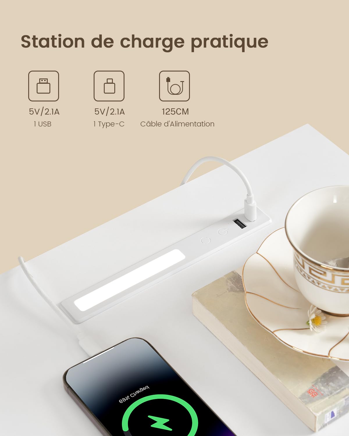 TEENFON Set de 2 Tables de Chevet avec Éclairage LED 3 Couleurs et Charge Rapide USB/Type-C – Chevet de Lit ainsi que Table de Nuit Moderne avec Plateau Coulissant et 2 Tiroirs, pour Chambre et Salon,