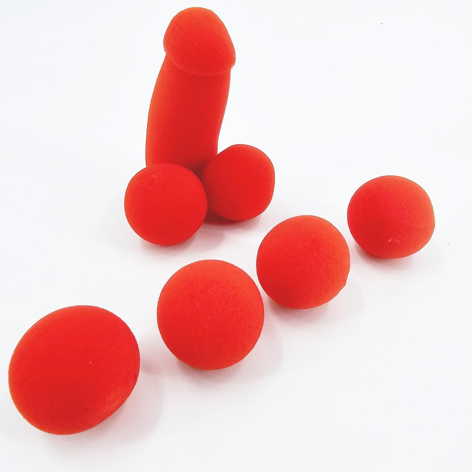 Spugna a forma di banana con 4 palline di spugna rosse, divertenti accessori magici da palcoscenico, gadget scherzosi che stimolano l'immaginazione, per commedia, strada e principianti. ,2pcs