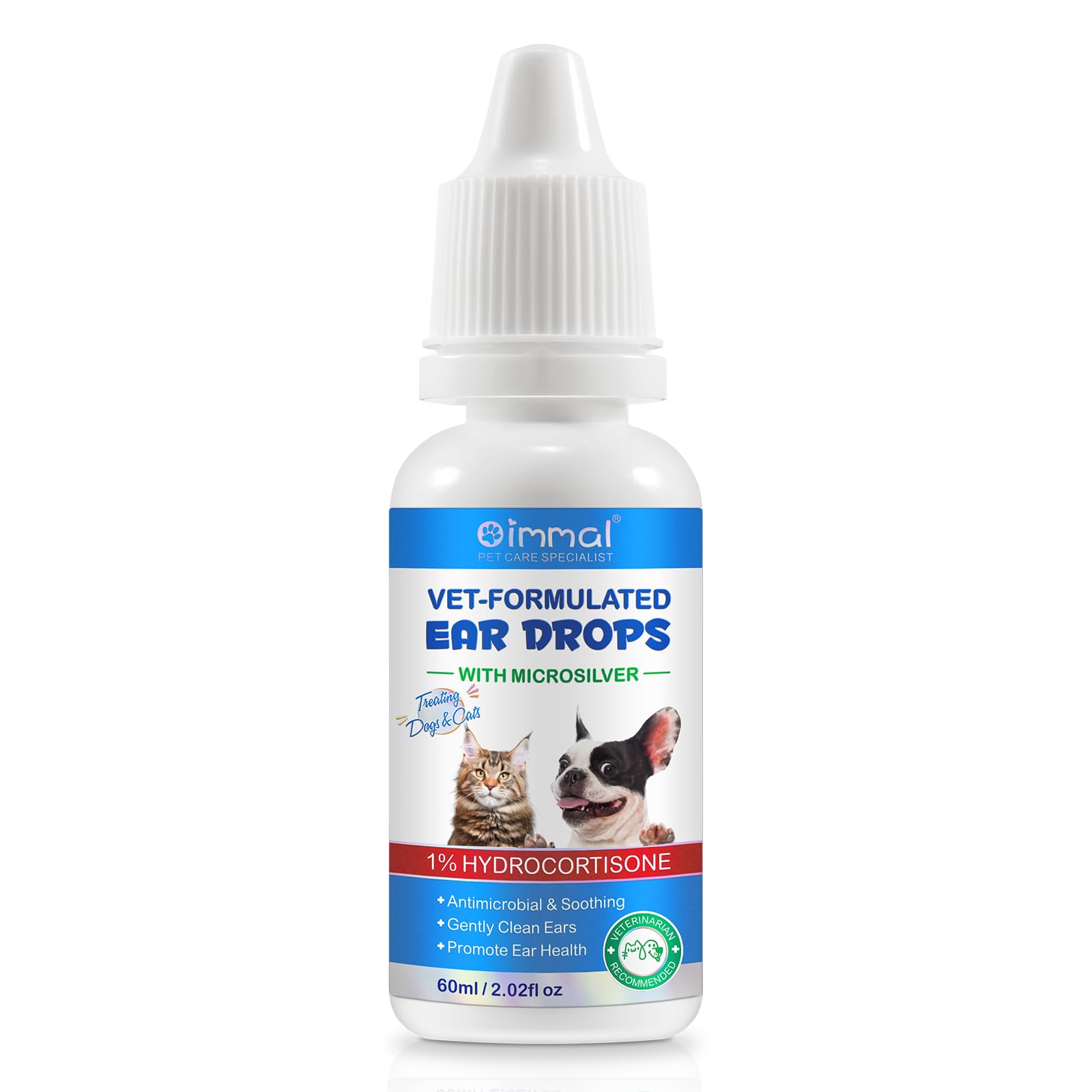 PFDGRVI Cat & Dog Ear Infection Treatment Drops, Pets Ear Cleaning Drops with 1% Hydrocortisone for Dog & Cats Yeast Infection, Relieve Itchy Ears- 2.02 Fl.Oz (1)
