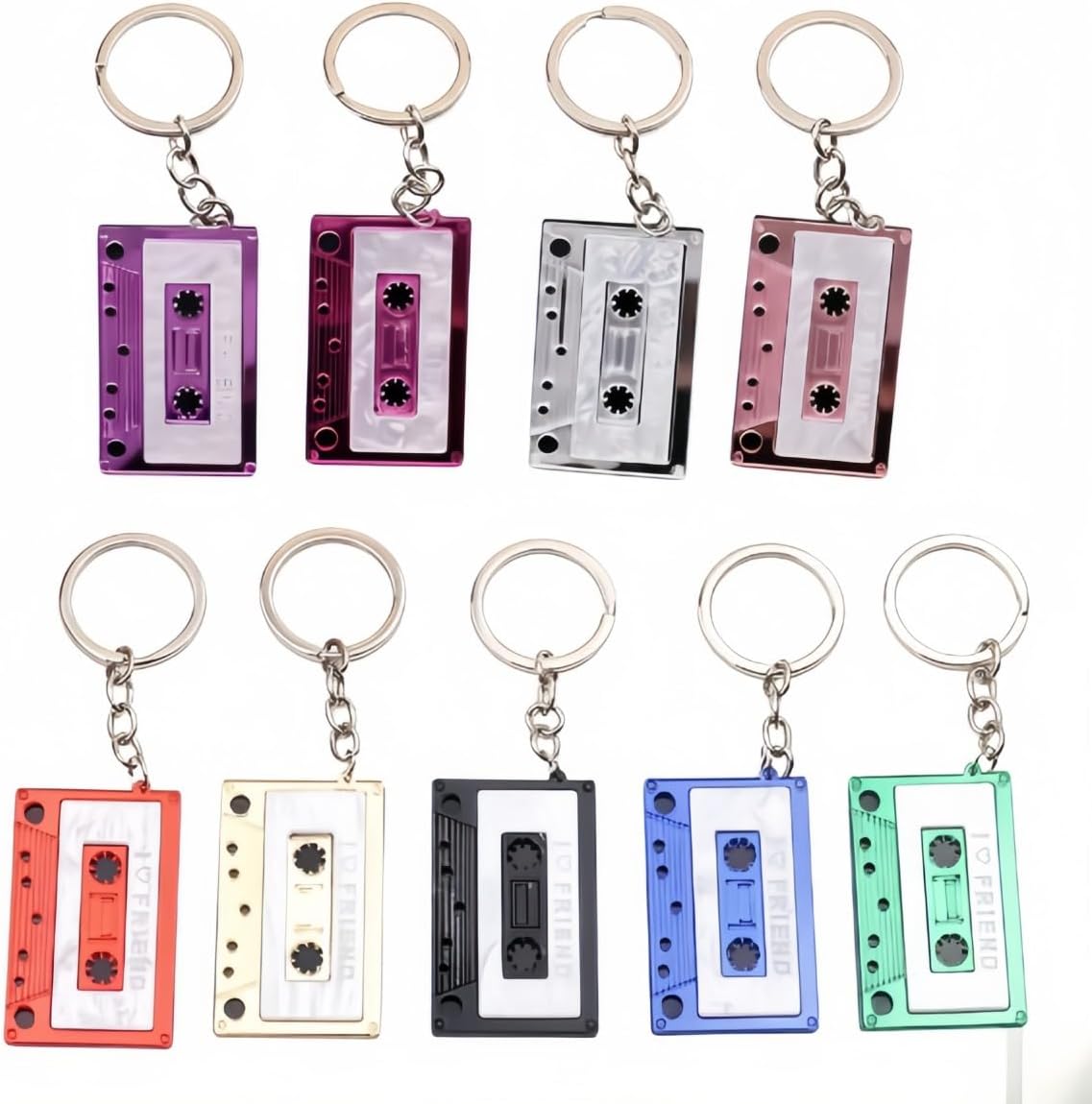 36Pcs Acrylic Cassette Tape Keychain Set, Retro 80s 90s Nostalgia Keychains Bulk for Music Lover Vintage Themed Party