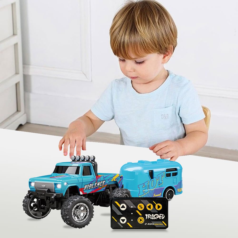 Mini RC Truck, Truck, Truck télécommandé 2,4 G, échelle 1:64 Truck, Voiture télécommandée avec lumières, Mini Camion Jouets pour Enfants