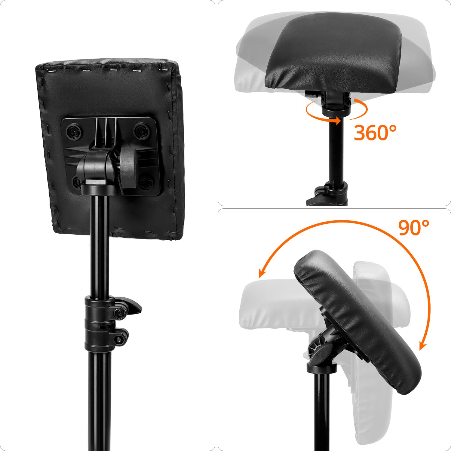 QWORK® Apoyabrazos para Tatuajes Profesional Trípode con Bandeja Extraíble - Almohadilla Suave Engrosada 24 x 18 x 4 cm, Altura y Ángulo Ajustables - Reposabrazos Tattoo Portátil