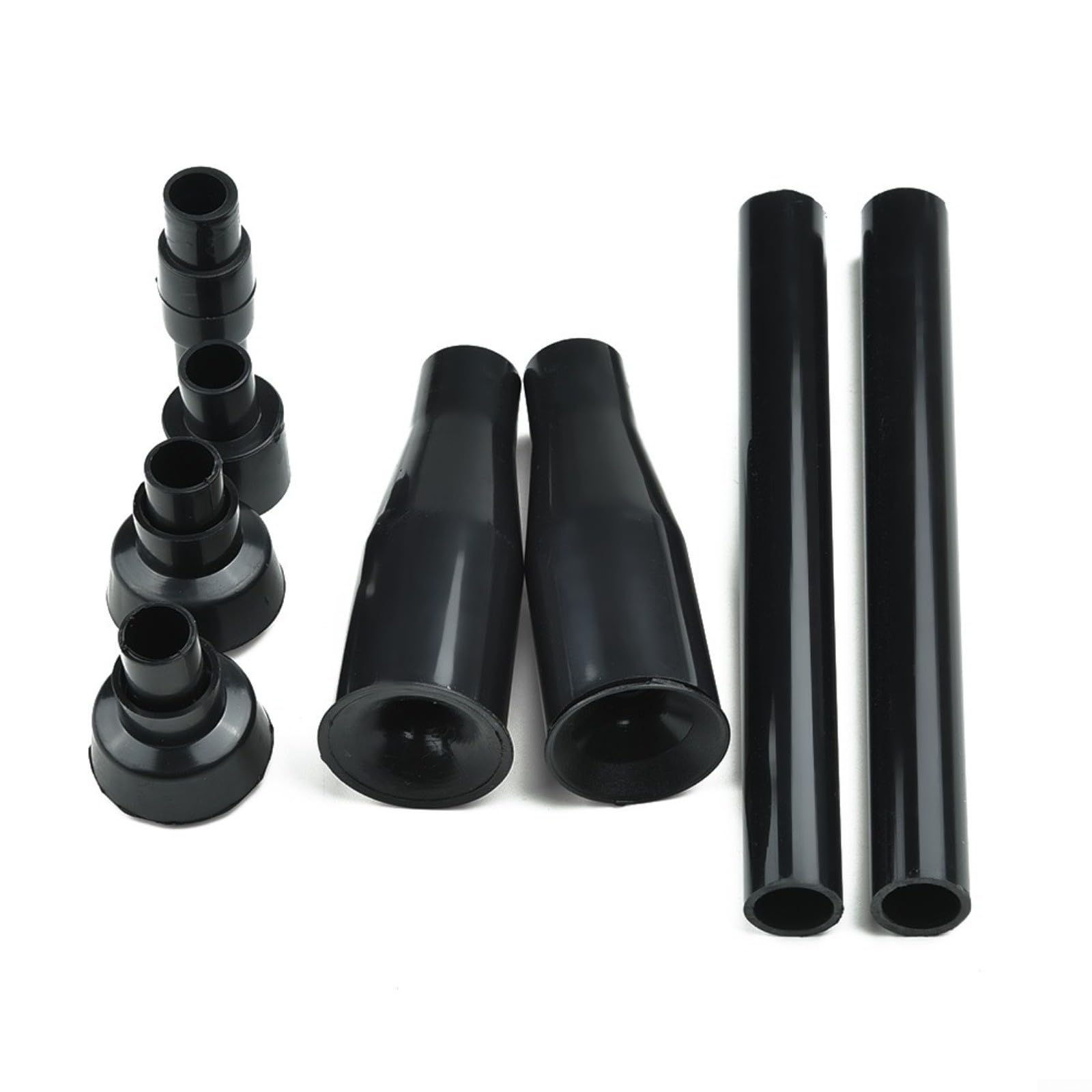 HpLive Set di 8 ugelli per pozzi in plastica per laghetti da giardino e acquari, altezza regolabile con adattatori per pompe dell'acqua, 4 forme di ugello per diversi giochi d'acqua, nero