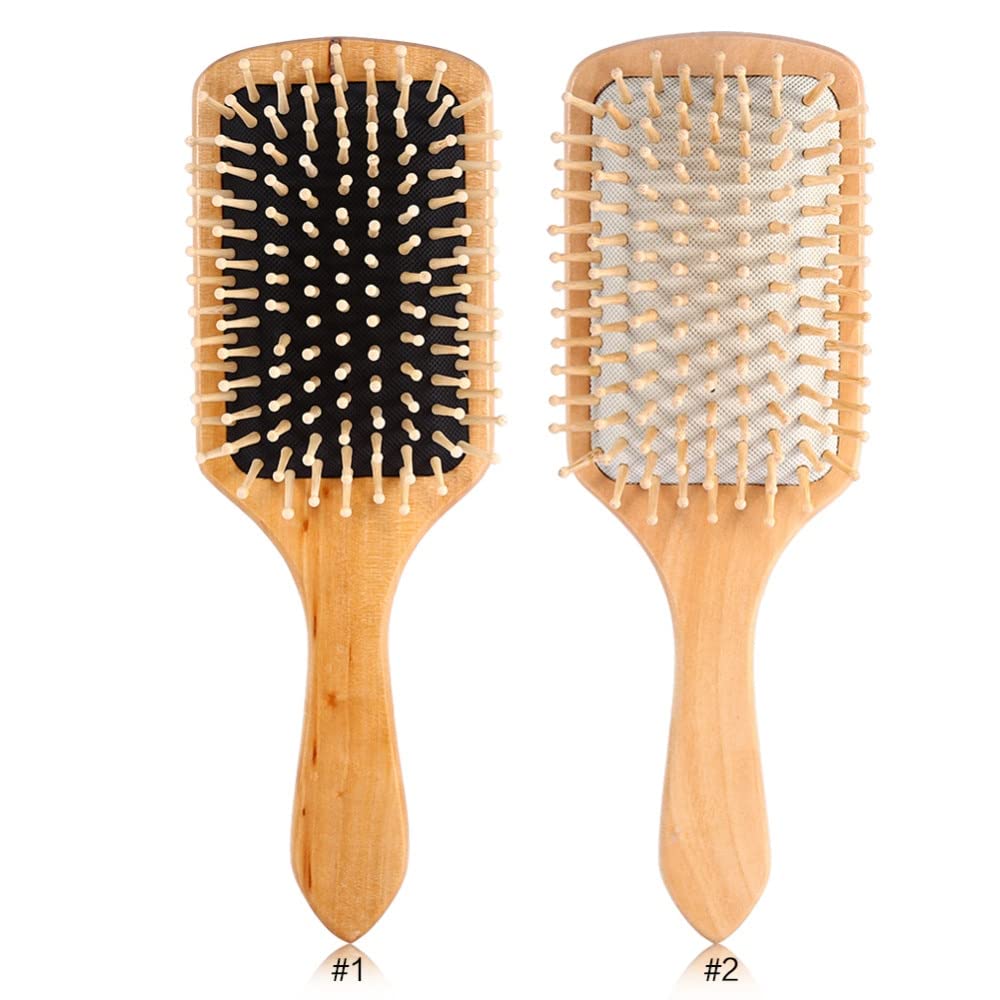 Natural Wooden Anti Static Comb/Healthy Cushion Airbag Hair Care Massage Tool/Hair Styling Brush/Women, Men, Kids, Toddlers, Wet and Dry Hair 1 PC (Black)