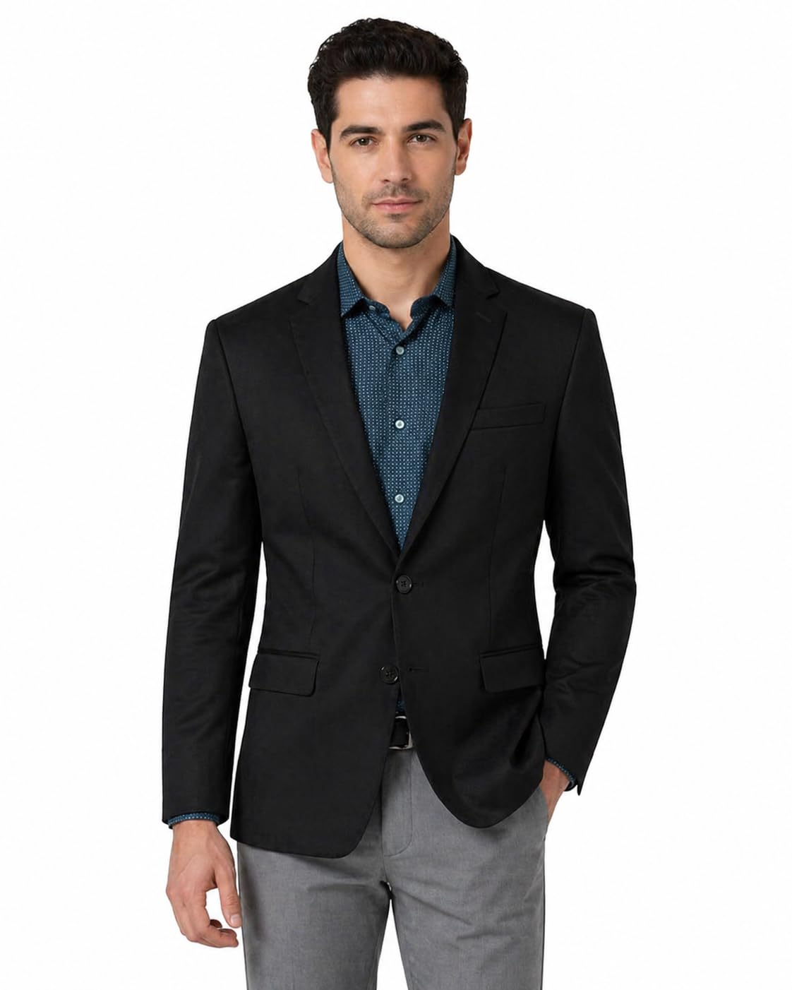 designally Men's Slim Fit Blazer, Black, Formal Two-Button Suit Jacket, Smart Casual Style-picture-33