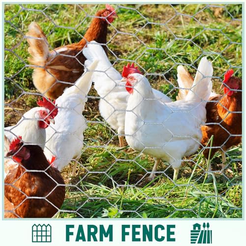 Image of GlikCeil 36 in x 300 ft Chicken Wire Mesh Fencing for Floral Garden, 23 Gauge Silver Galvanized Steel Wire, 1 Inch Hexagonal Hardware Cloth Netting for Farm Crafts Poultry Coop Barrier Rabbit Cage