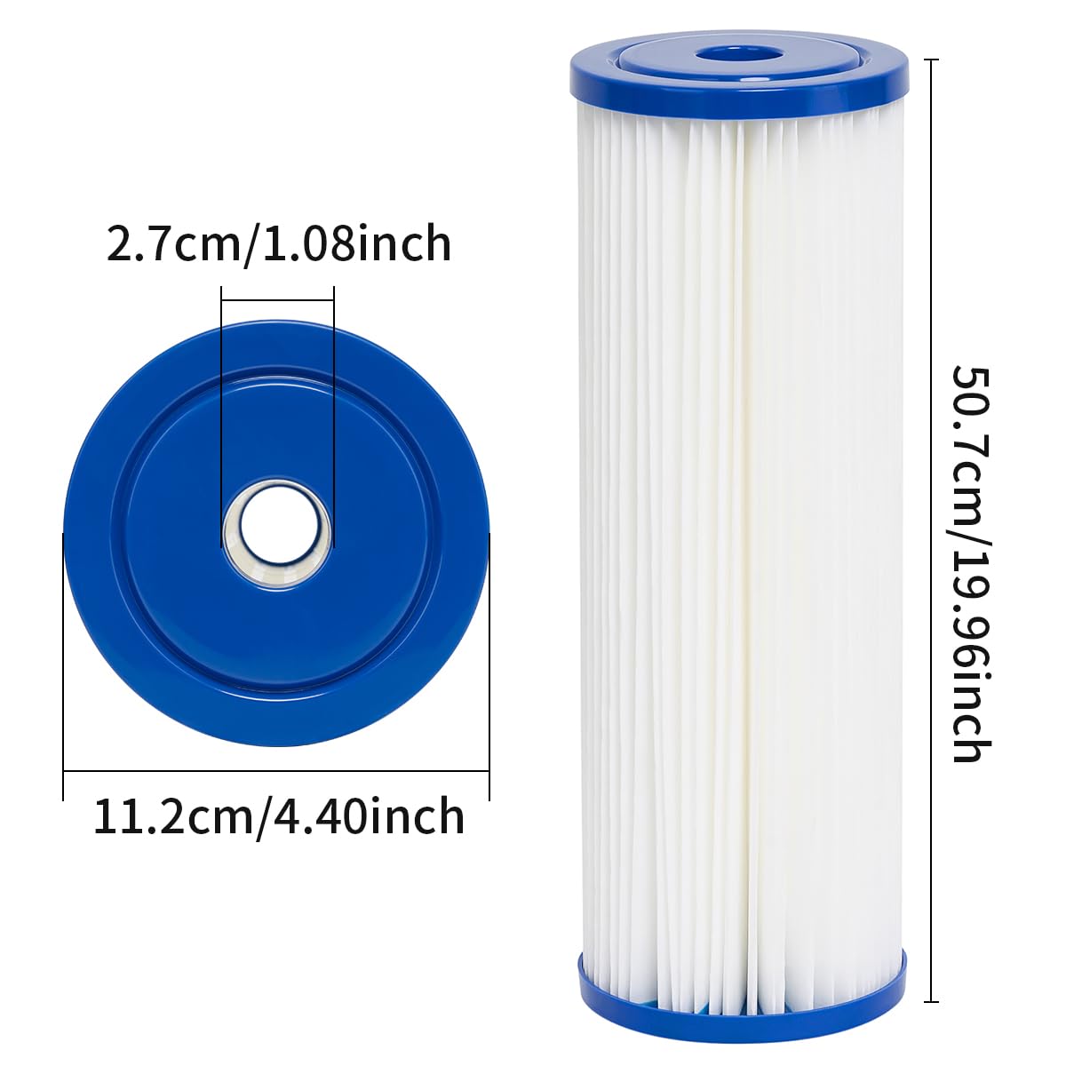 20" x 4.5" filtros sedimentarios plegables para agua de pozo compatible con ECP5-BB, AP810-2, HDC3001, SPC-45-1005, CP5-BB, ECP1-20BB, S1-20BB, S1-20BB, R30-20BB, R30-20BB,2 unidades