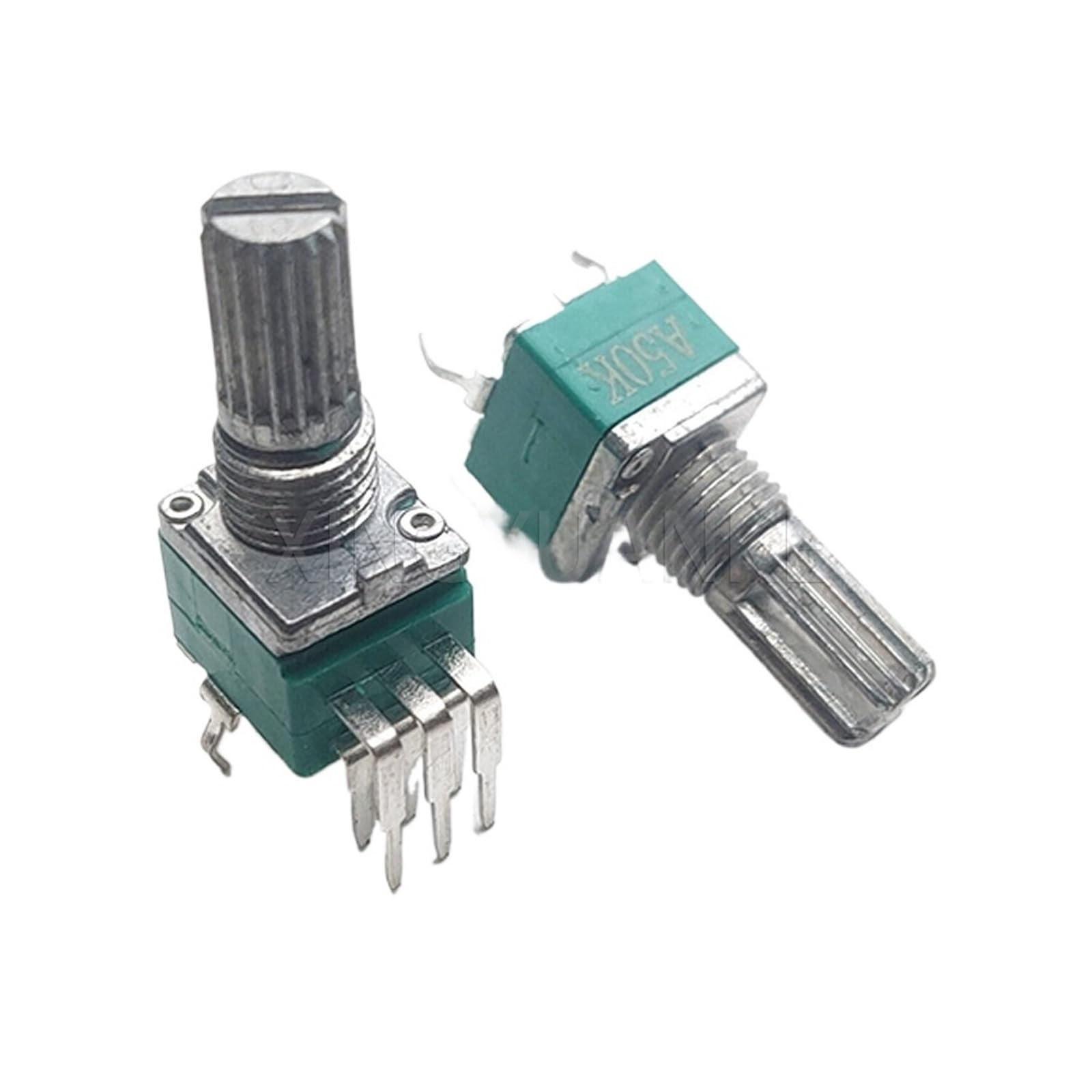 3 SZTUK RK097G 097 Typ Podwójna pionowa zakrzywiona podstawa 6pin A50K A503 regulator głośności, potencjometr długość trzonu kwiatowego 15 mm (50 K omów)