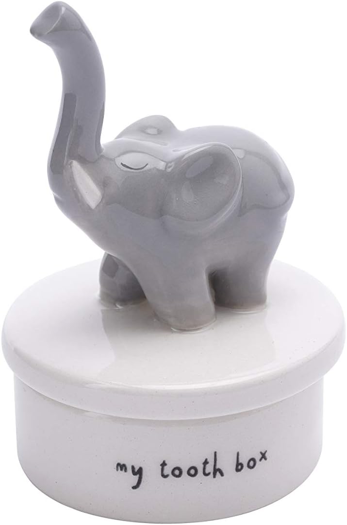 Sent & Meant Elephant Childrens/Kids Tooth Box (One Size) (Gray/White)