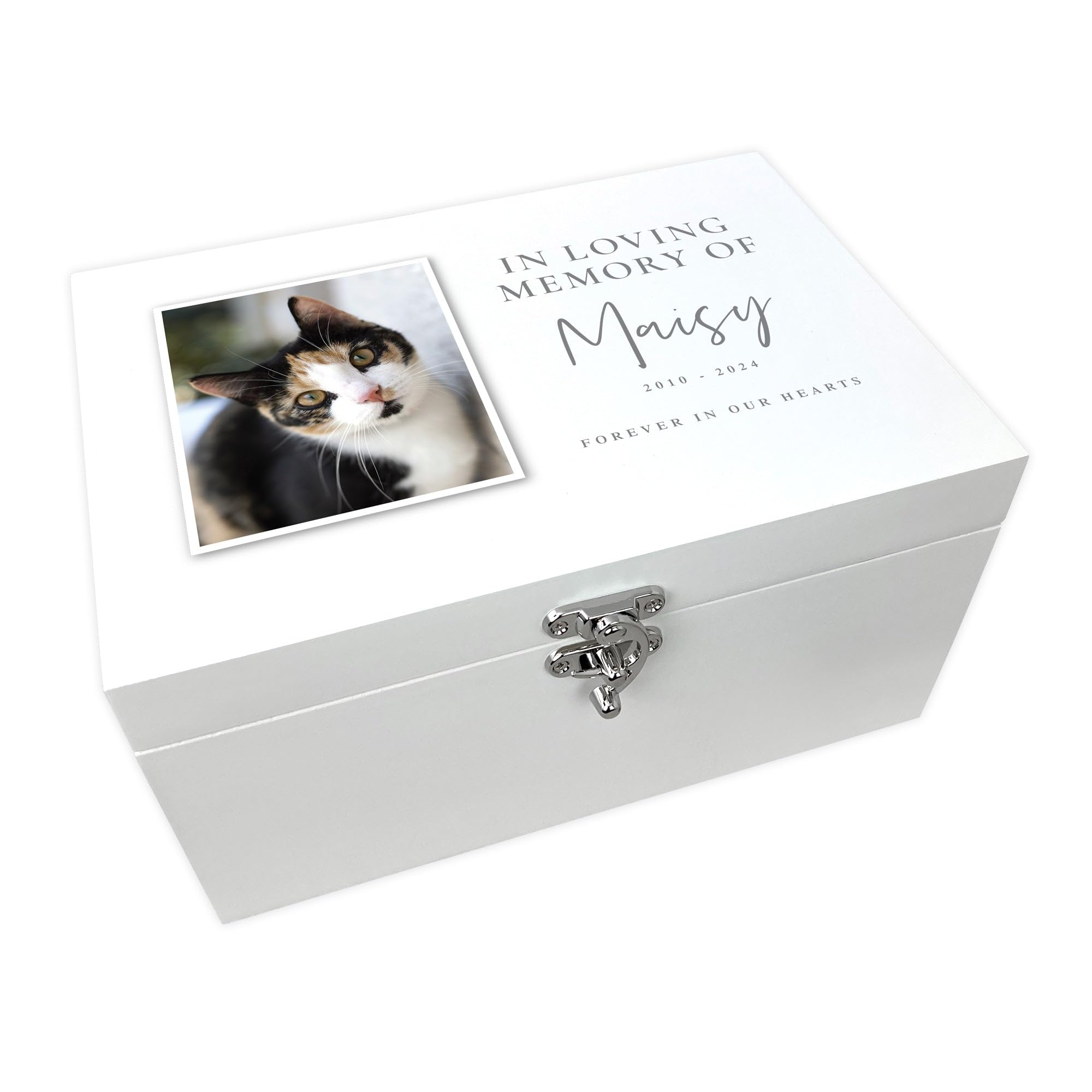 Personalised "In Loving Memory Of" Pet Photo Memorial White Wooden Keepsake Box | Sympathy Gift for Pet Loss | 27 x 19 x 14cm
