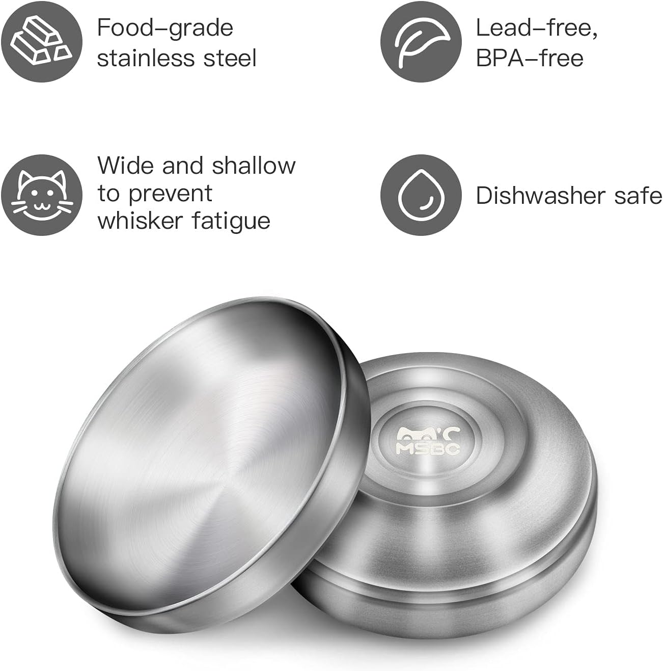 2x Stainless Steel Bowl Cat Bowl, 304 Material Cat Dish, Safe to Contact with Food, Drop-proof and Easy to Clean - Image 4