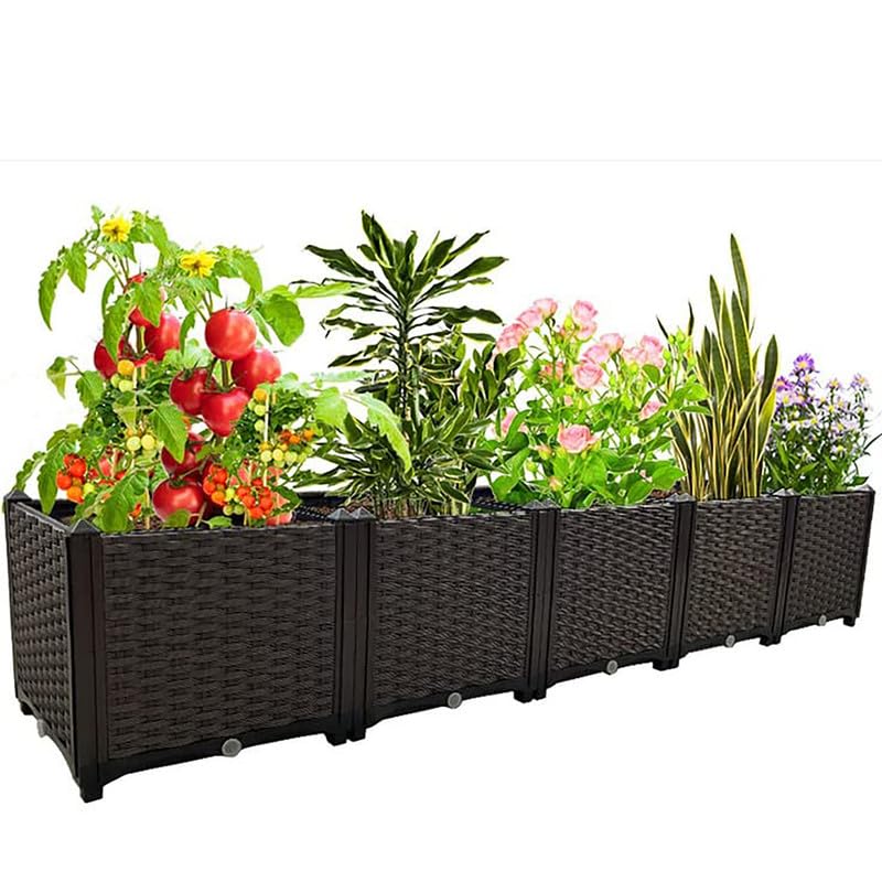 Large Planter for Outdoor Plants Raised Garden Bed Elevated Garden Boxes Plastic Planter Box Plant Pots of Garden Patio Balcony Deck to Planting Flowers Vegetables Tomato and Herbs