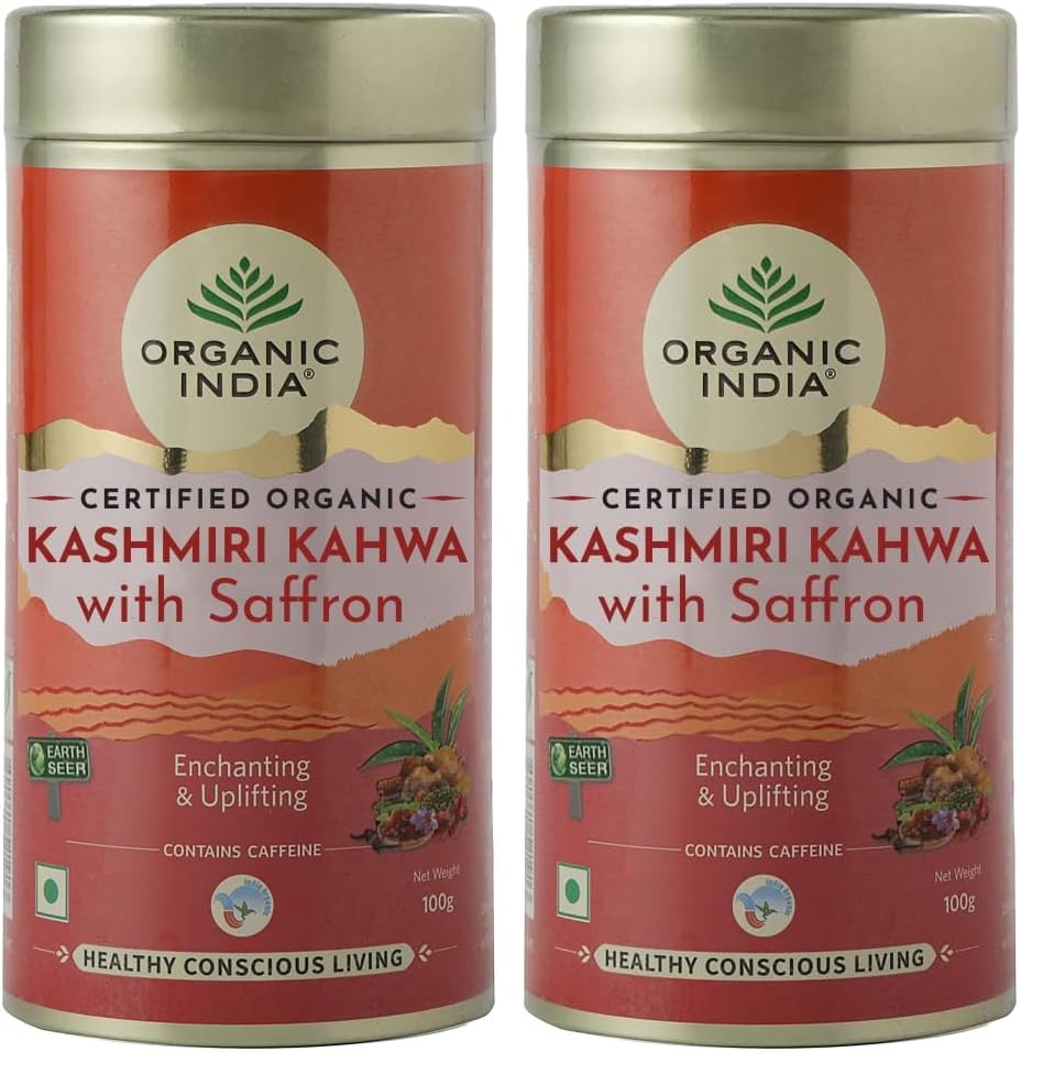 Image of Organic India Kashmiri Kahwa with Saffron 100 gm Tin (Pack of 2)