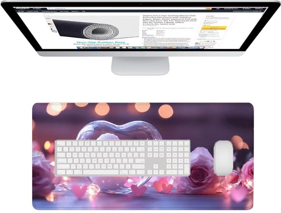 Tapis souris grand format gaming rose 1000x400 pour PC et ordinateur portable - 3