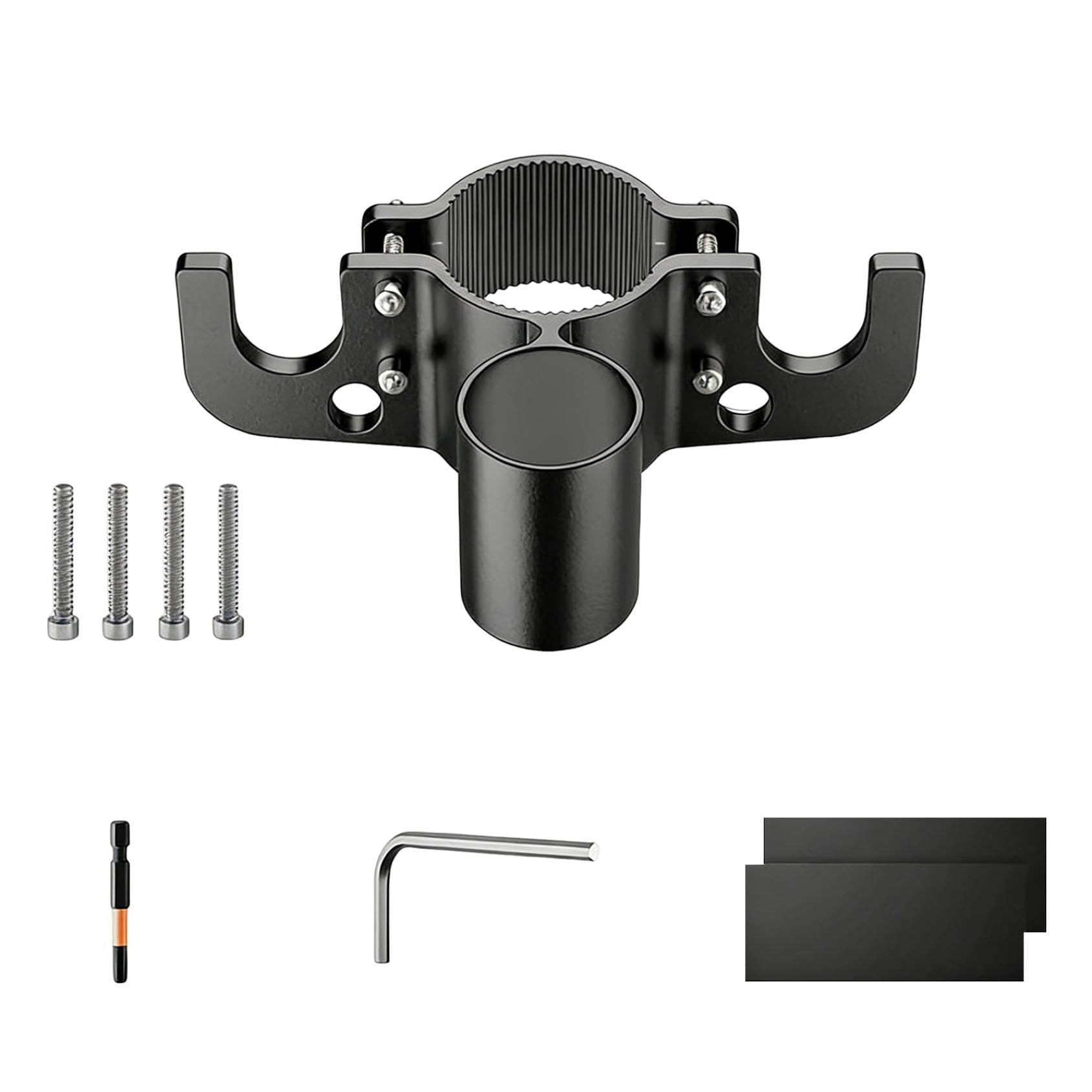 Trailer Chain Organizer Heavy Duty Aluminum Alloy 7 Way Plug Holder for RV Trailer Towing Accessory Secure Chain Management Heavy Duty Hitch Chains Holder with Inverted Plug Holder (Black)