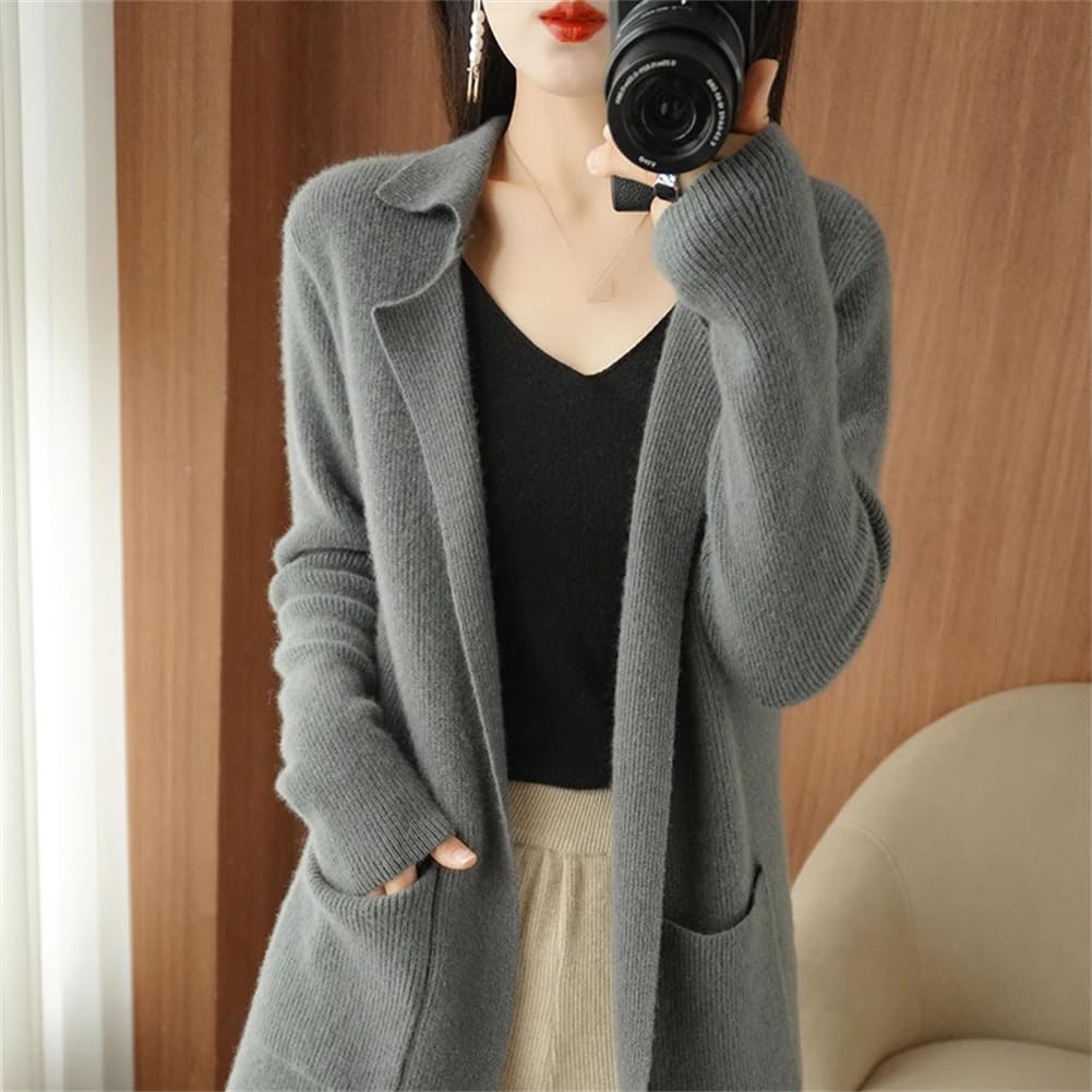 100% Merino Wool Women's Cardigan - Zipper Front Knit Sweater For Spring & Winter - View #9