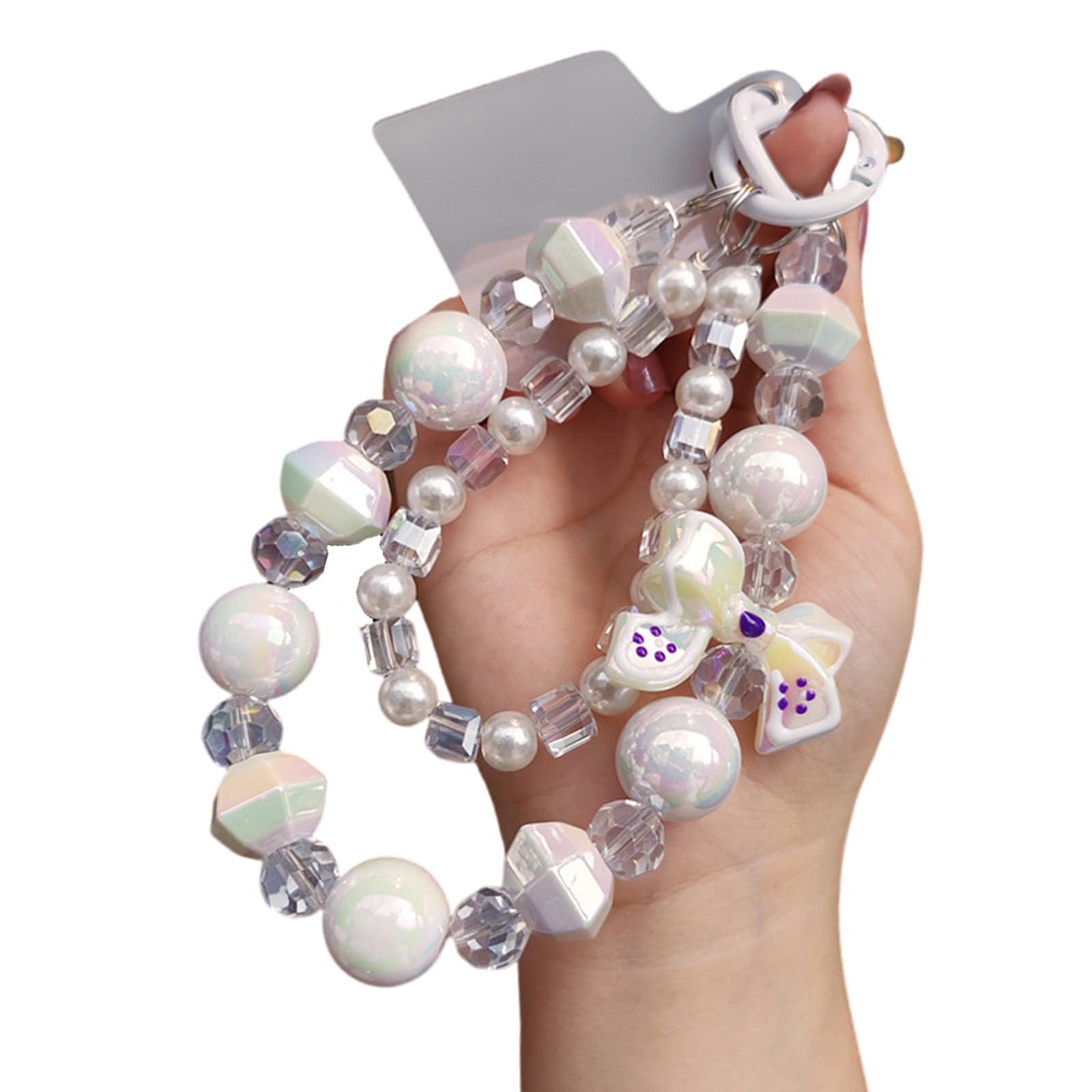 Maxtonser Stylish Bowknot Bracelet Phone Lanyard Sturdy Resin Beads Phone Chain Generic Compatibility For Mobile Devices
