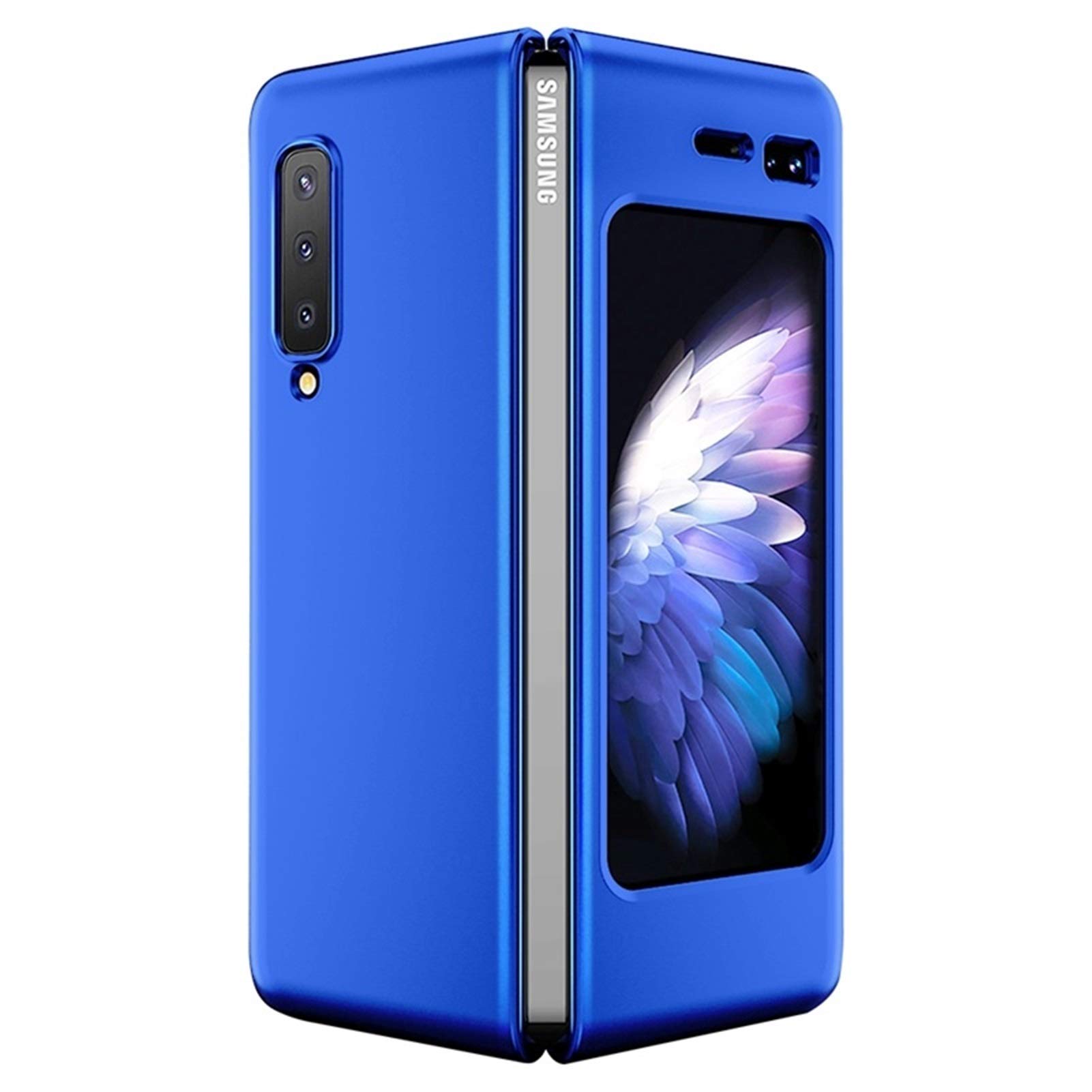 YHUISEN For Samsung Galaxy Fold Case 360 Full Protection Matte Hard PC Back Protective Phone Cover for Samsung Galaxy Fold (Color : Blue)