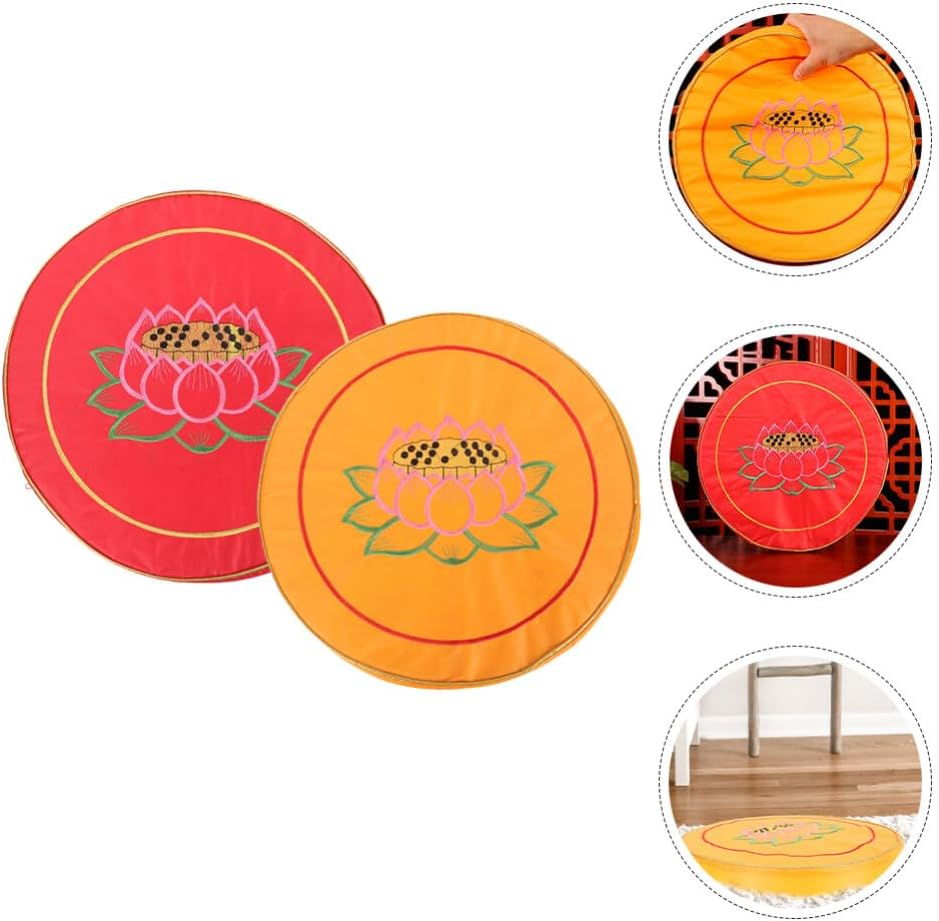 2pcs Round Cushions Lightweight Prayer Mats for Home Temple Embroidered Floor Pillows Versatile Pads for and Worship