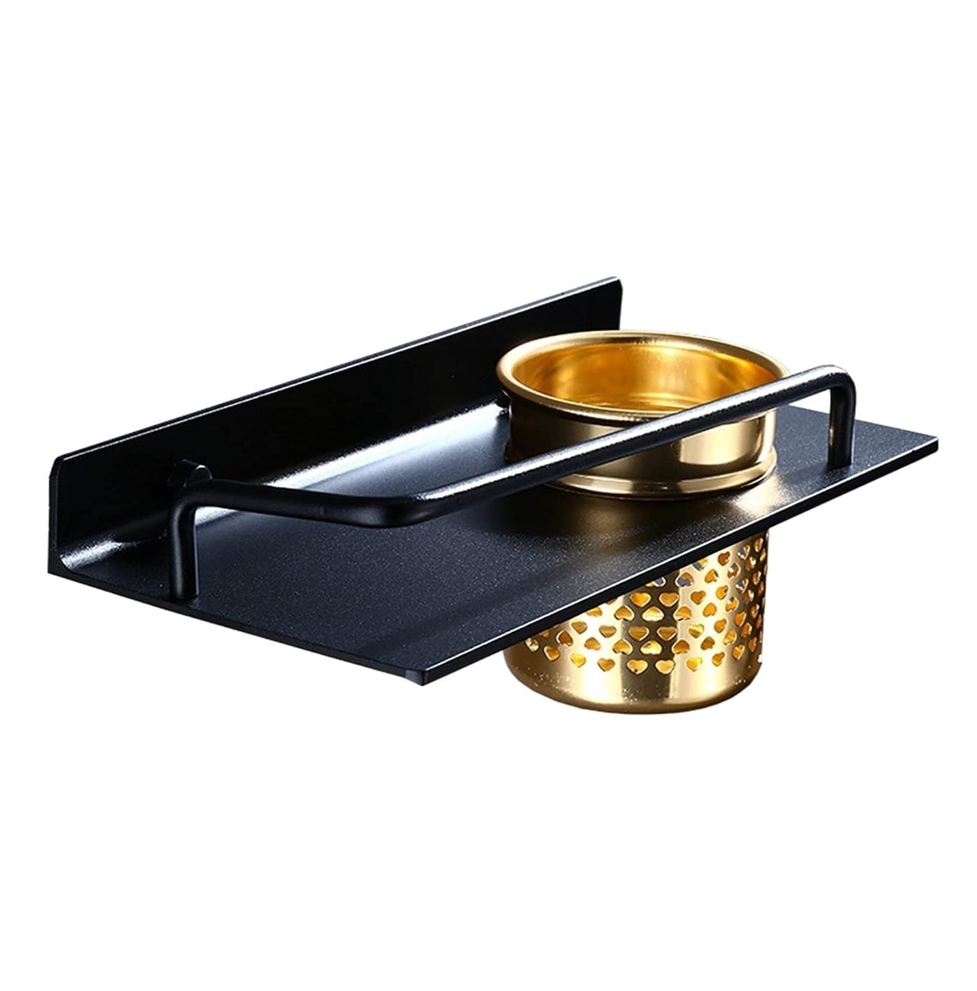 AZHKJKZH Shower Shelf Wall Mounted Shower Caddy Shelf With Cup Aluminum Storage Rack For Bathroom Kitchen Bathroom Accessories(Gold)