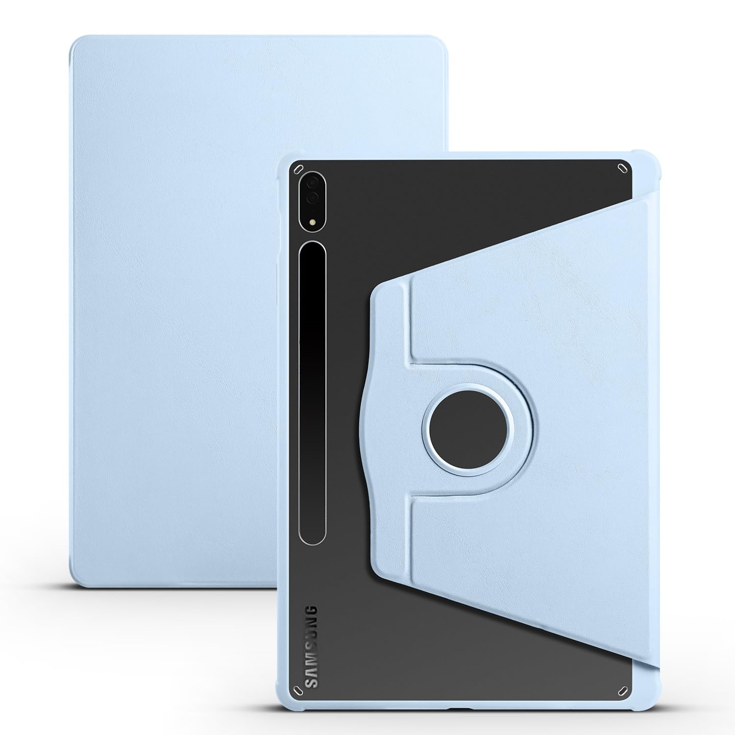 Custodia protettiva per tablet PC compatibile con Samsung Galaxy Tab S8+ 5G SM-X806/SM-X800 12,4 pollici/S7 FE SM-T730/SM-T733, supporto girevole a 360 gradi Folio Flip Smart Tablet Cover Auto