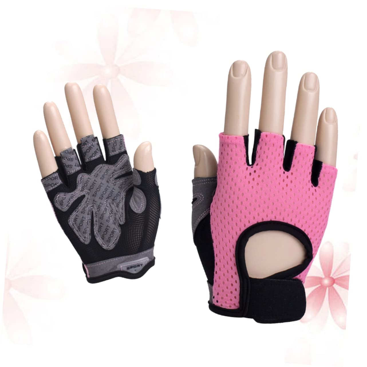 Yardwe 2 Pezzi Equitazione Sedile Passeggero Pad Guanti Bodybuilding Guanti Bici Allenamento Mezze Dita Trapunta Stencil Imbottiti Di Palma Da Allenamento Per