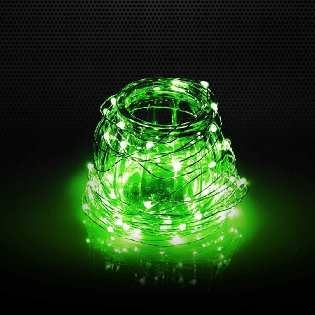 St. Patrick Day Christmas Green Season Green Copper Wire String Lights Battery Operated Green Lights