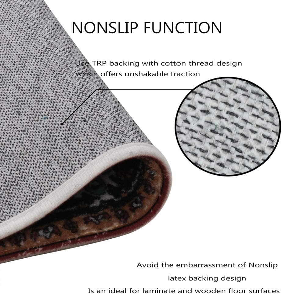 Miniatura 6 de Lahome Alfombra de pasillo tradicional oriental, 2 x 6 pies, antideslizante, color rojo, para cocina, lavandería, pasillo, entrada