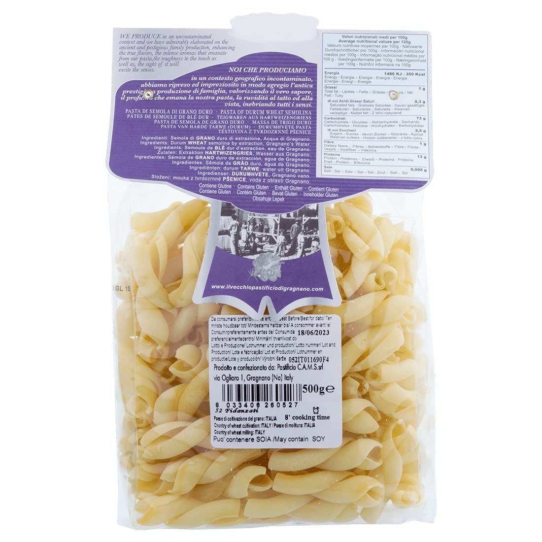Il Vecchio Pastificio di Gragnano Pasta Fidanzati, Gragnano IGP fideos de sémola de trigo duro de la más alta calidad, 500 g + Italian Gourmet Polpa di Pomodoro 400 g en lata