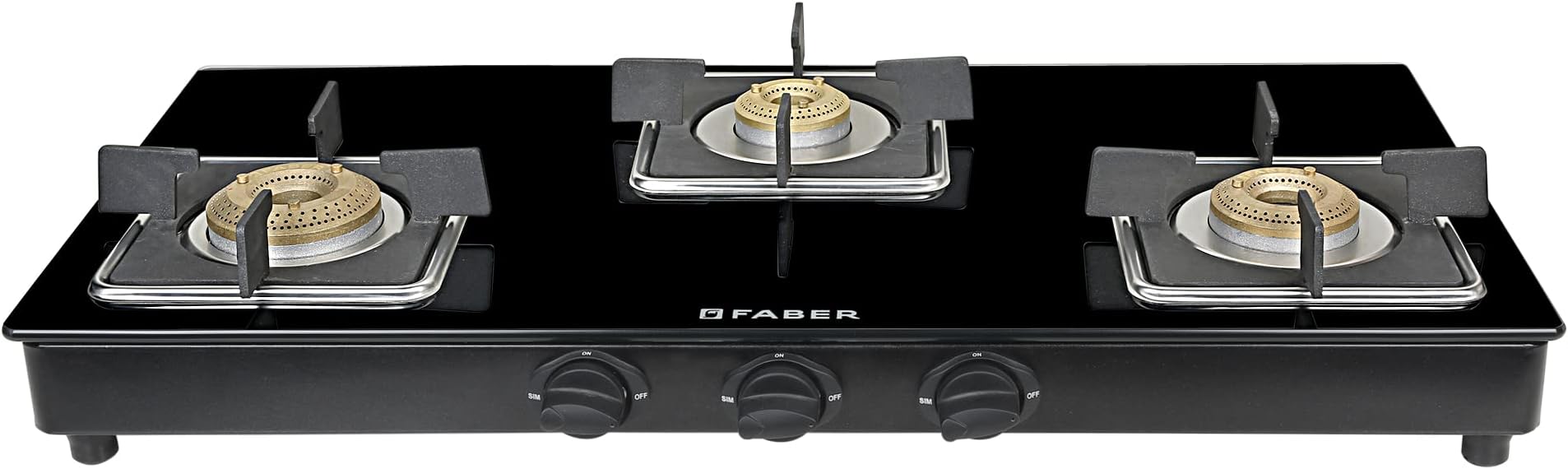 Faber Glass Top 3 Burner Gas Stove (Hob Cooktop Pearl 3BB BK) with