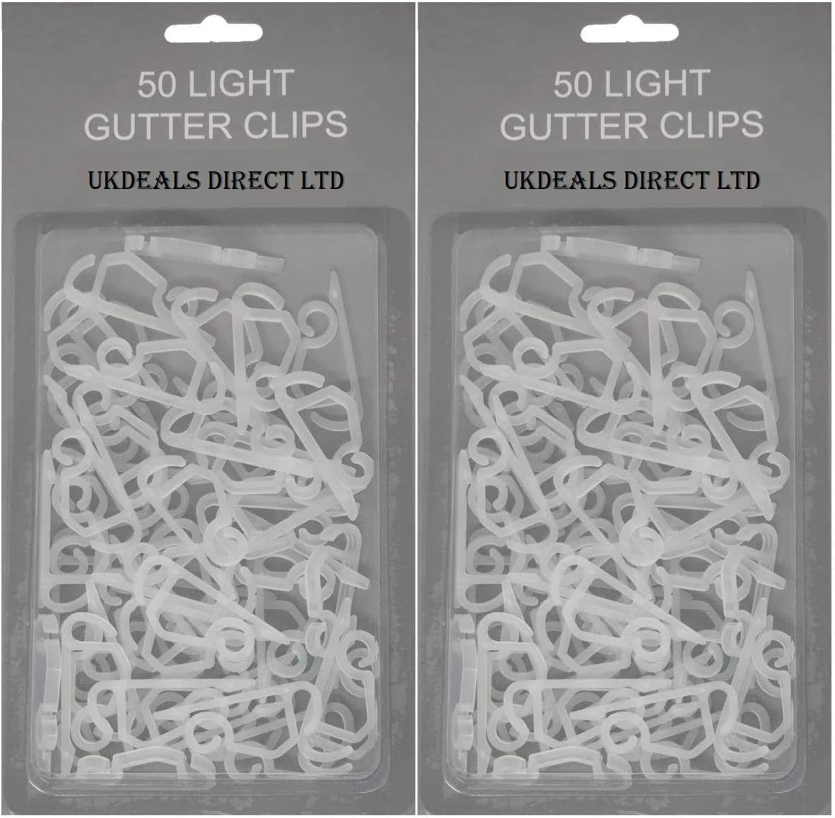 Ukdeals Direct Black, Clear Gutter Hooks For Hanging Outdoor Christmas Xmas String Lights/Rope Lights Gutter Clips (Clear (Pack Of 100))