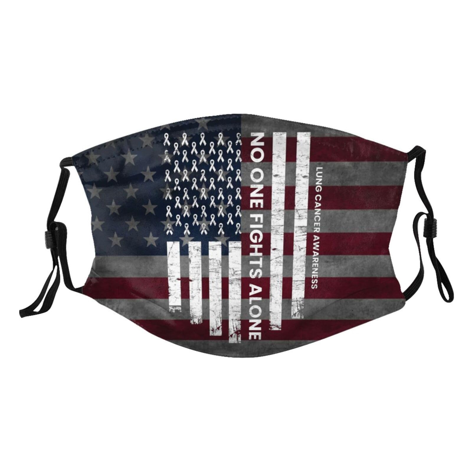 Lung Cancer Awareness America Flag White Ribbon Adult Dust Mask Adjustable Dust Face with 2 Filter35