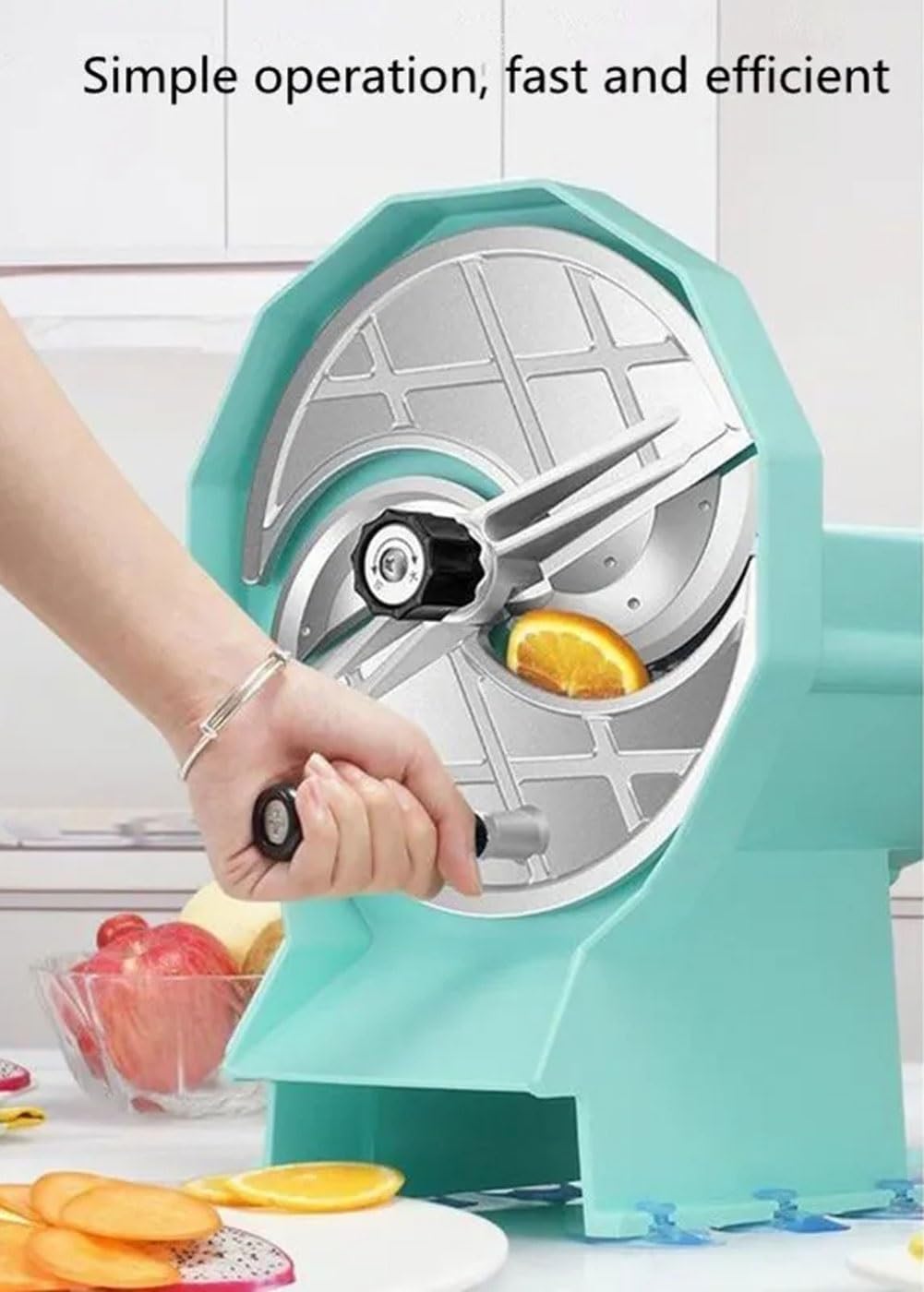 Cortador manual de frutas, grosor ajustable de 0 a 12 mm, trituradora de verduras multifuncional, acero inoxidable para el hogar y la cocina