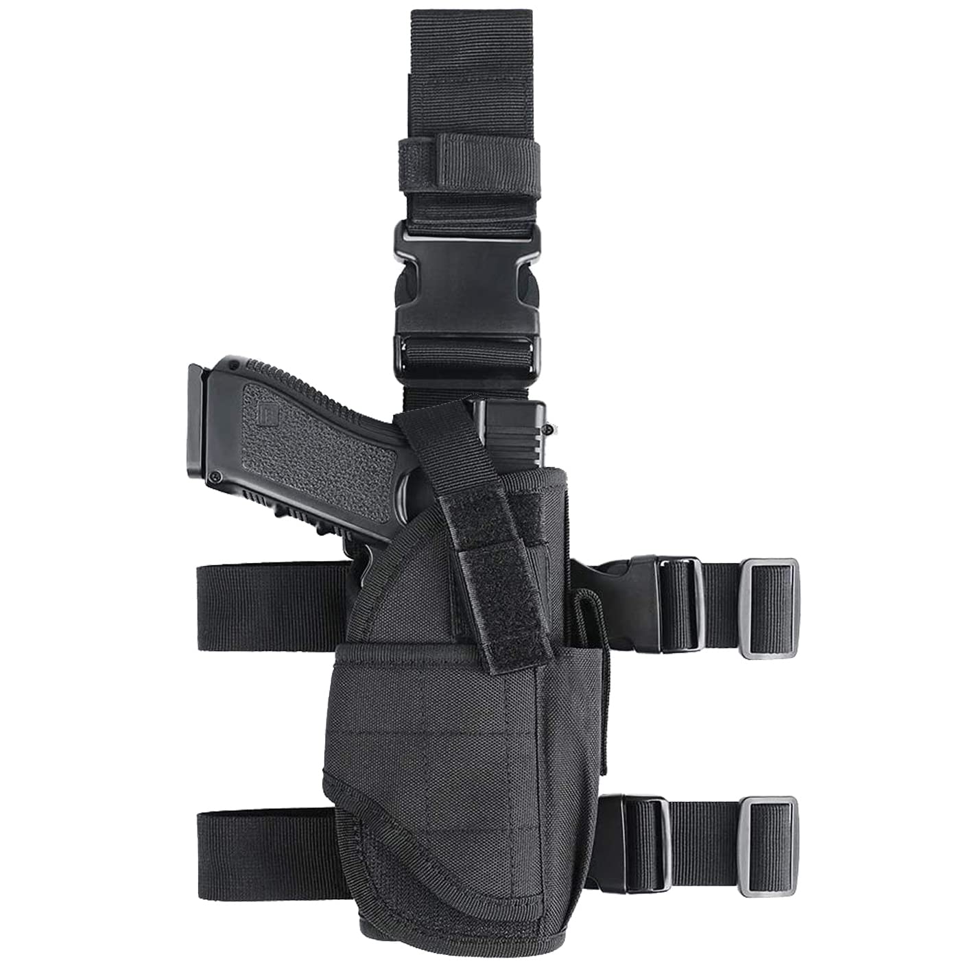 Pistolera Táctica Pistola, Pistoleras Airsoft Tactical Pistola Derecha Estuche, Funda para Pierna Derecha con Bolsa para Linterna de Revista para Glock 17 19 22 23 31 32