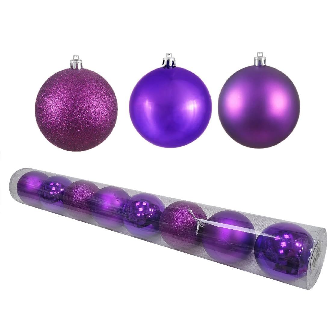 8CM Christmas Ball Ornaments - Set of 8, Xmas Tree Baubles, Holiday Decorations for Tree, Home, Office, and Party Décor-Purple