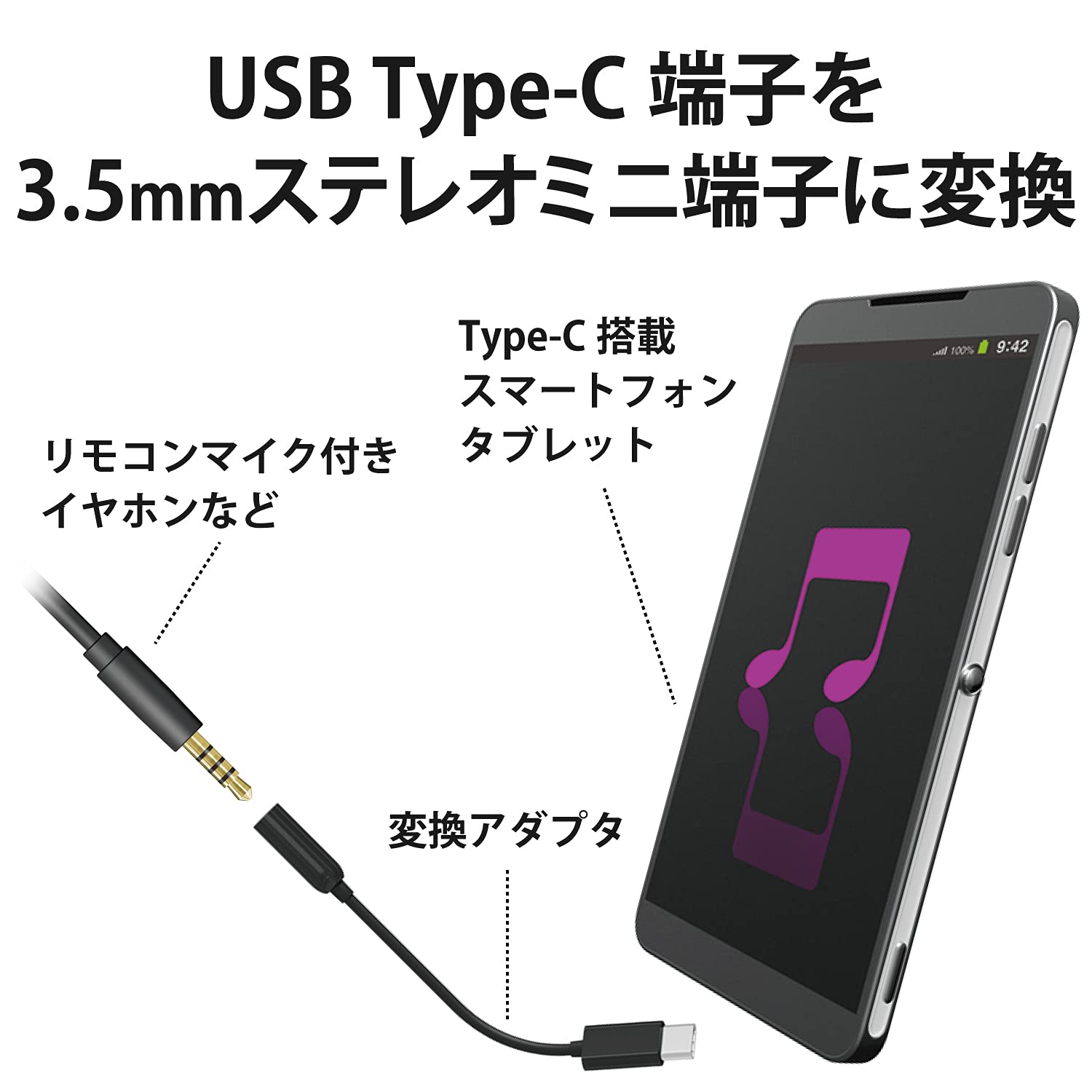 Amazon.co.jp: エレコム タイプC to 3.5mm音声変換ケーブル 【Type-C