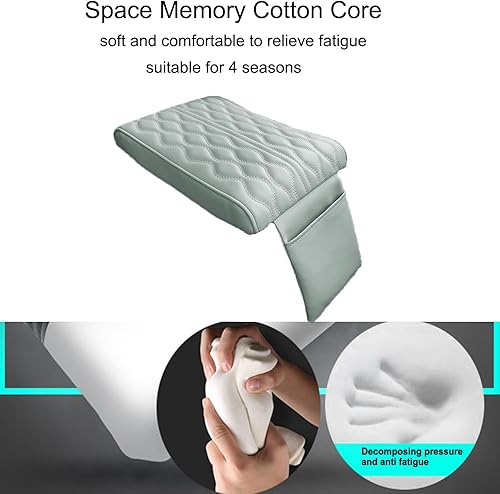 Miniatura 3 de Funda para reposabrazos de automóvil, de piel, espuma viscoelástica, para reposabrazos de automóvil, funda de altura para consola central, cojín