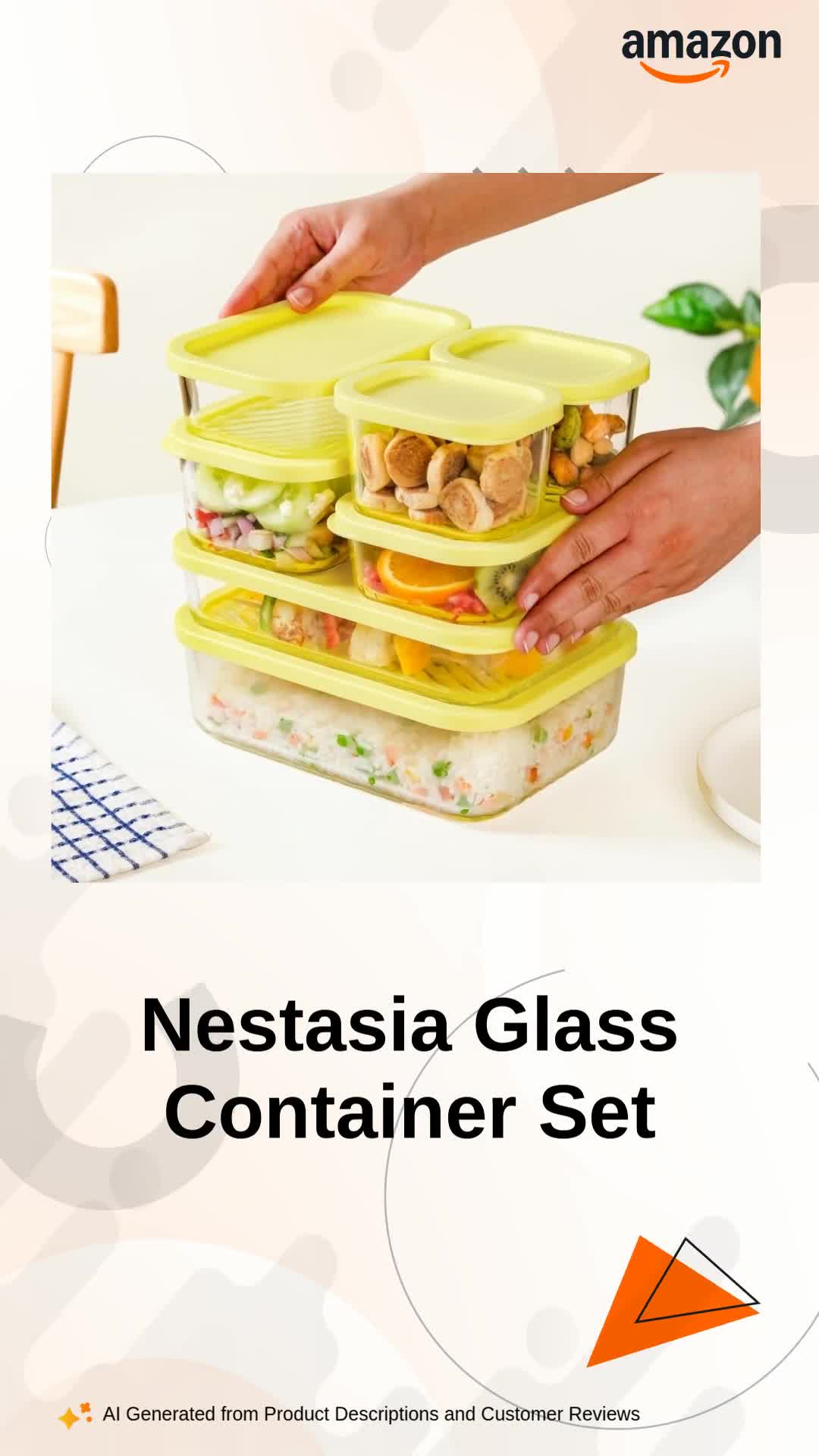 Buy Nestasia Groovo Glass Containers with Lid Set of 7 (S-310ml x