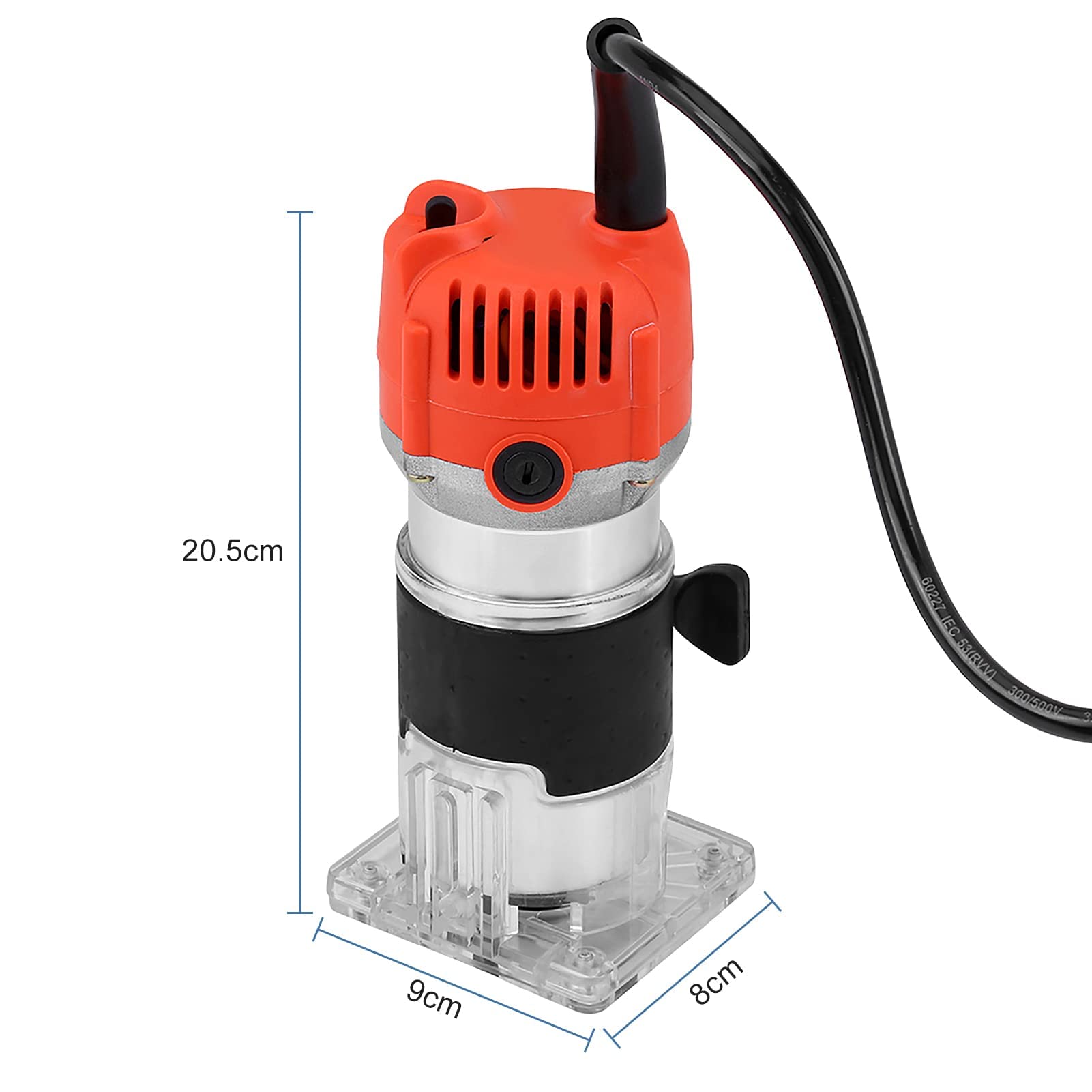 Fresa Verticale, Con Base Fissa, Base di Inclinazione a Immersione, 220V 30000R/min 20 x 9 x 8,3 cm, Per Lntaglio Fresatura ed Incisione, Fresatrice Verticale per Legno