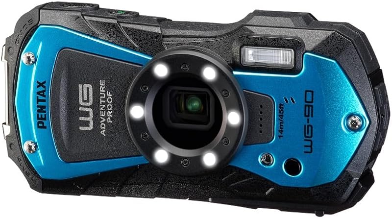 PENTAX WG-90 Blu - Fotocamera compatta digitale di classe standard, resistente all'acqua, progettata per la fotografia s