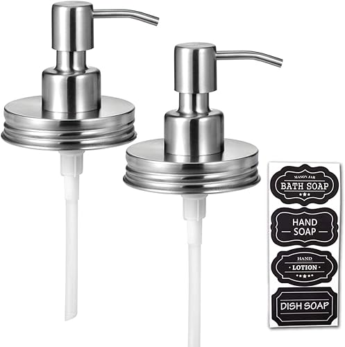 Miniatura 13 de Amolliar Bomba Dispensadora de Jabón Líquido de Tarro de Masón, Tapa de Acero Inoxidable Resistente a la Oxidación, Linda Decoración de Granja para