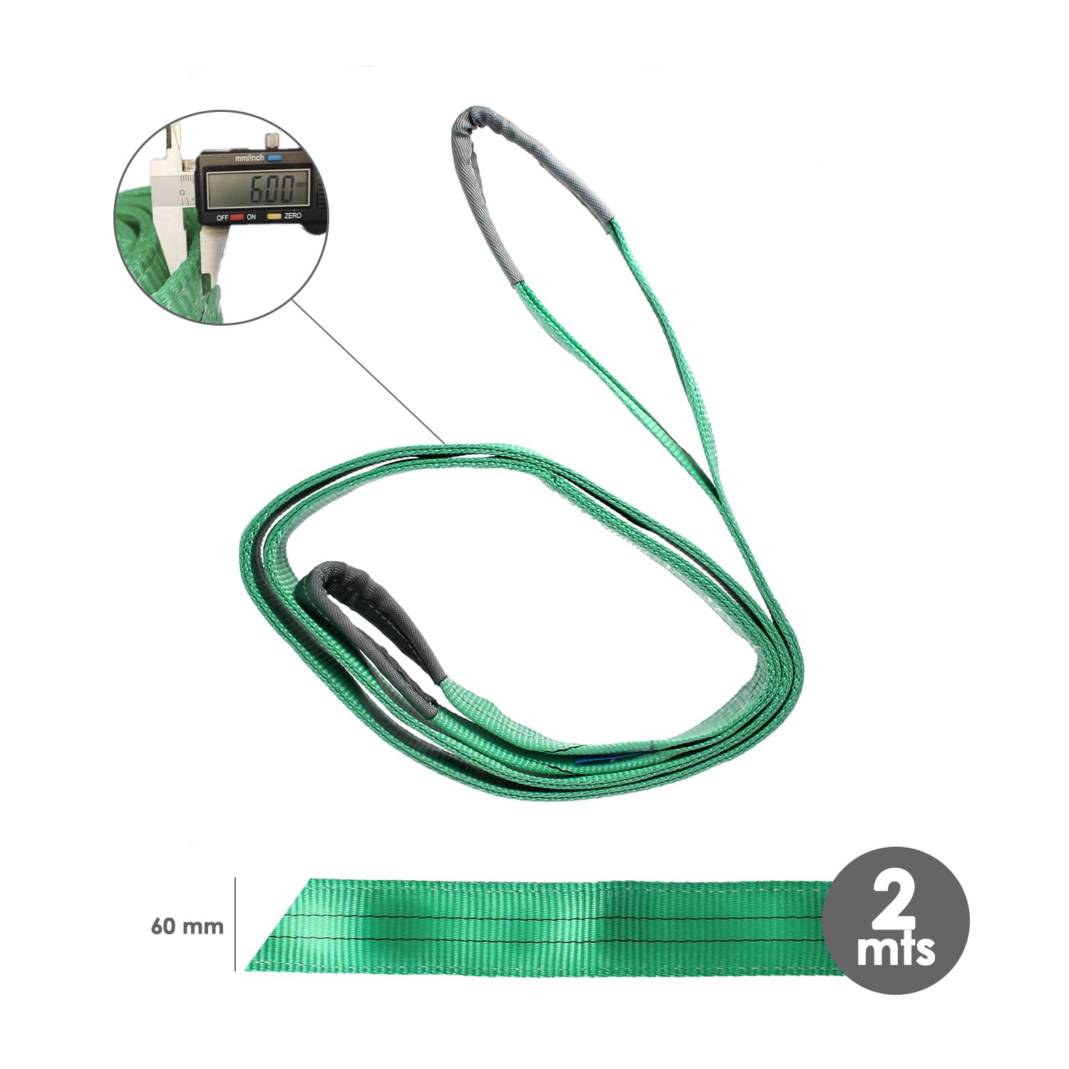 Wolfpack Linea Profesional Eslinga Plana Doble Banda 2000 Kg Factor Seguridad 7:1 2 Metros Poliester Verde