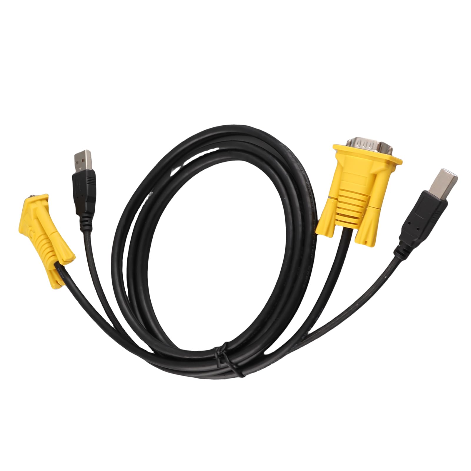 Câble KVM USB Pratique de 1,5 M avec Connecteurs VGA et USB, Idéal pour la Connexion PC, Matériau PVC, Indispensable pour Les Utilisateurs de Commutateurs KVM
