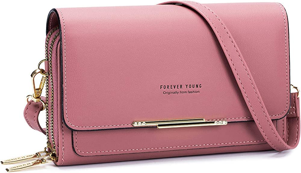 INOVERA (LABEL) Women Cross-body Adjustable Strap Shoulder Sling Bag Mobile Card Holder Purse (Pink)
