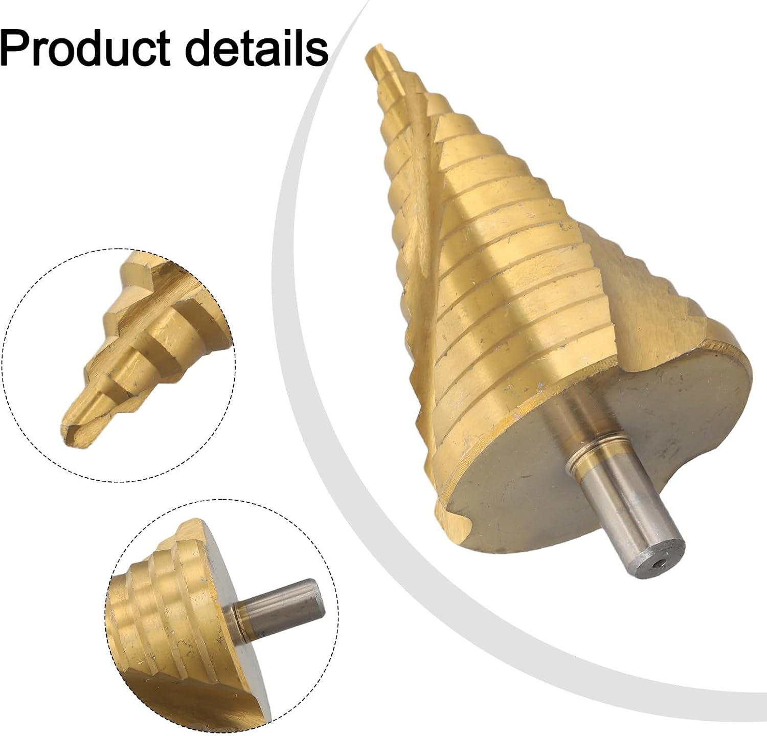 Large Step Drill Bit 6-65mm HSS Spiral Groove Hole Cutter for Metal Wood PVC Sheet, Titanium Coated for Faster Drilling and Enhanced Chip Removal