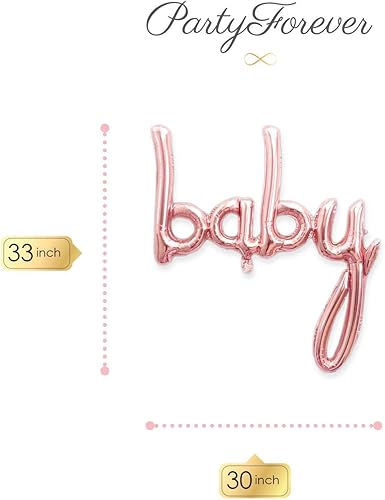 Miniatura 3 de PartyForever Globo de letras de oro rosa para decoración de baby shower, globos de aluminio para revelación de género de niña