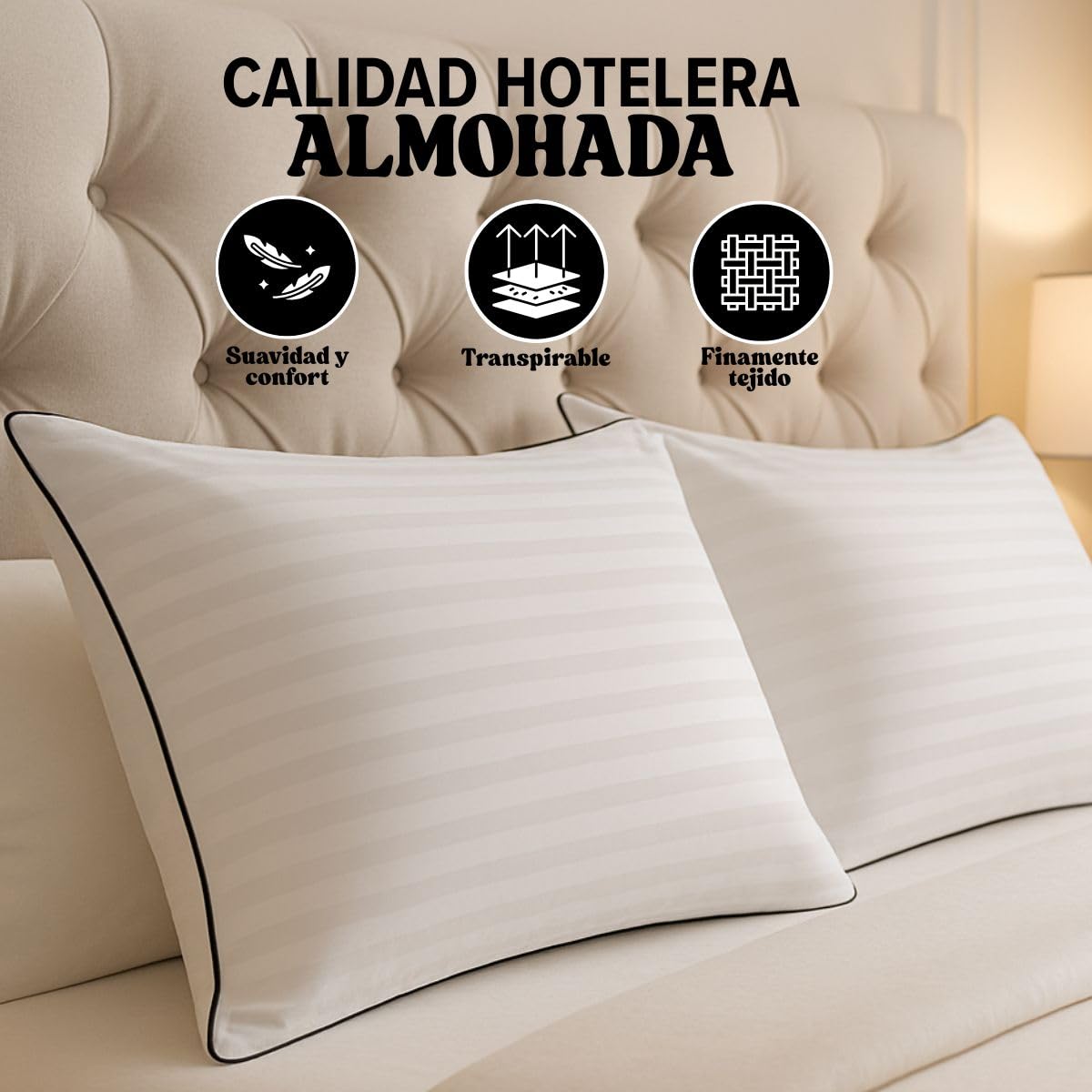 DREAMWAY Almohada de 50 x 70 cm (juego de 2) – Calidad hotelera de lujo