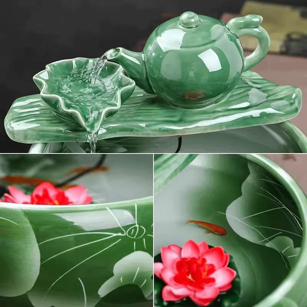 Fish Bowls Hydroponic Plant Container Chinese Ceramic Fish Tank Living Room Fountain Tabletop Flowing Water Ornaments Fish Tank Household Fish Basin Aquarium Entry Fish Tank (Size : Medium)